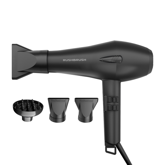 Rush Brush Hair Dryer with Attachments, 2600 Watt, Black - D3 Turbo