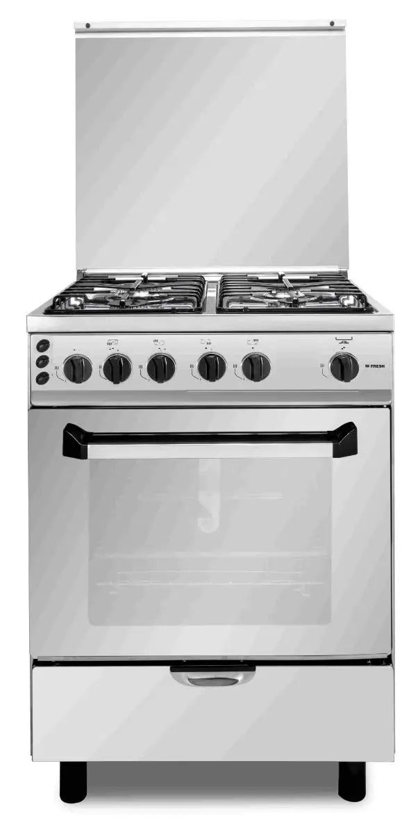 Fresh Plaza Gas Cooker, 4 Burners, 60 cm, Silver - 500017280