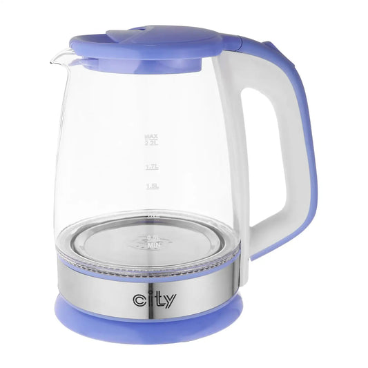 City Thermal Pyrex Glass Electric Kettle, 1500 Watt, 2.2 Liter - Hma-1010