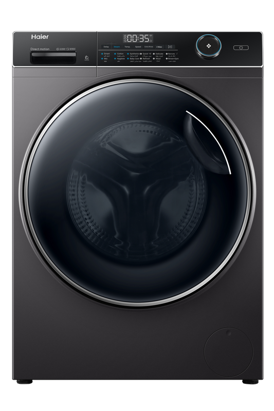 Haier Front Load Washing Machine with Direct Motion Inverter Motor, Super Drum, 9KG, 1400 RPM, Dark Silver- HW90-B14959S8TU1