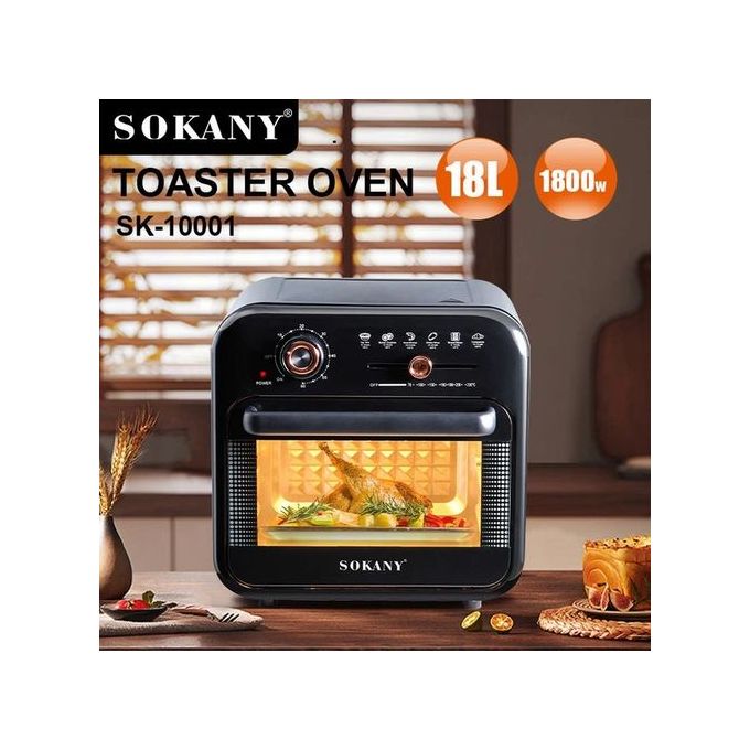 Sokany 2 in 1 Air Fryer and Electric Oven, 18 Liters, 1800 Watt, Black- SK-10001