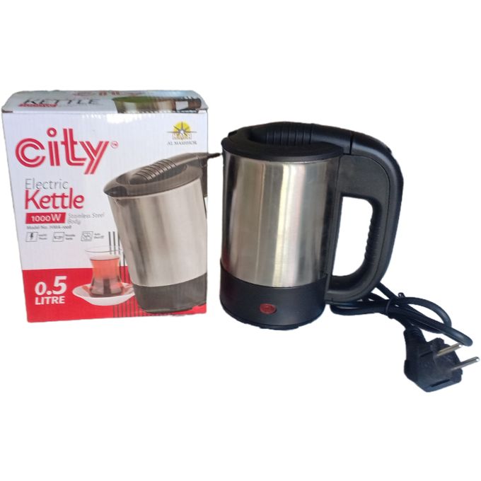 City Electric Kettle - 0.5 Liter - 1000 Watt, Stainless Steel Body