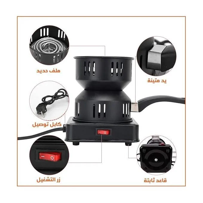 City Electric Charcoal Stove, 1000 Watt, Black - HMA-1017