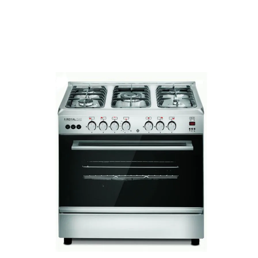 Royal Crystal Cast Freestanding Digital Gas Cooker, 5 Burners, Stainless Steel - 2010255