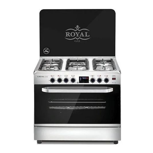 Royal Master Chef Digital Gas Cooker, 5 Burners, 90 cm, Stainless Steel Black - 2010300