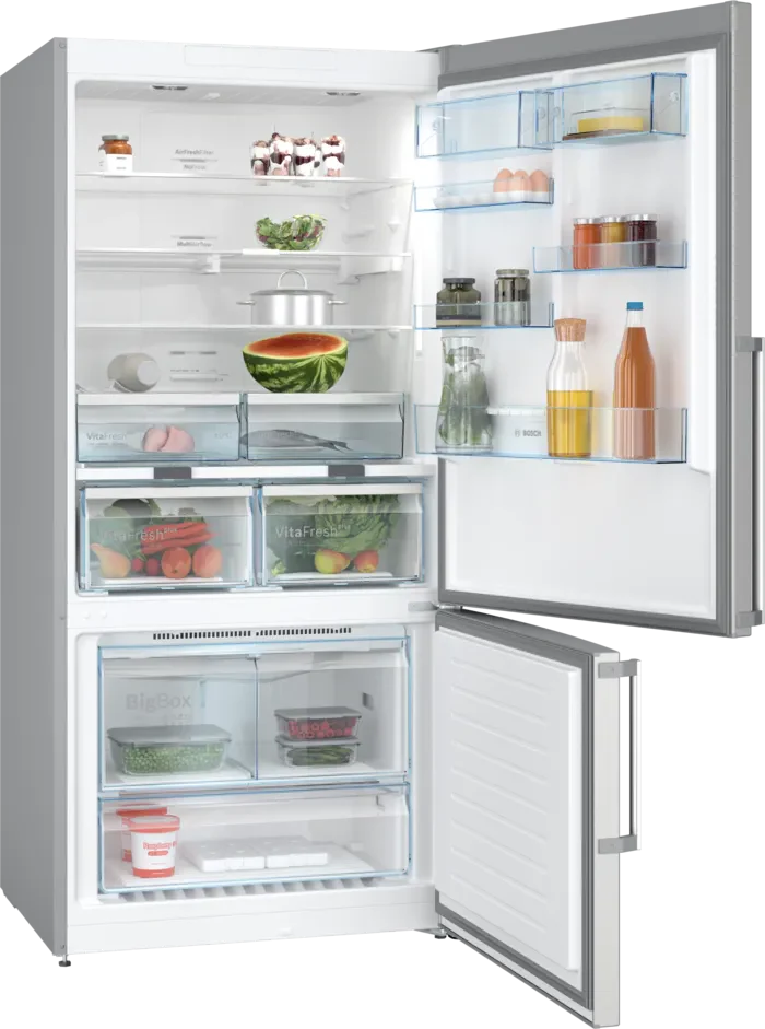 Bosch Freestanding No Frost Refrigerator with Bottom freezer, 631 Liters, Silver - KGN86CI3E8
