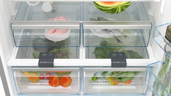 Bosch Freestanding No Frost Refrigerator with Bottom freezer, 631 Liters, Silver - KGN86CI3E8