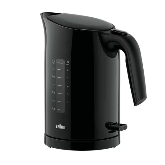 Braun PurEase Electric Kettle, 2200 Watt, 1.7 Liters, Black - WK3100BK