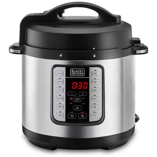 Black+Decker Electric Pressure Cooker, 7 in 1, 6 Liters, 1000W, Silver – PCP1000
