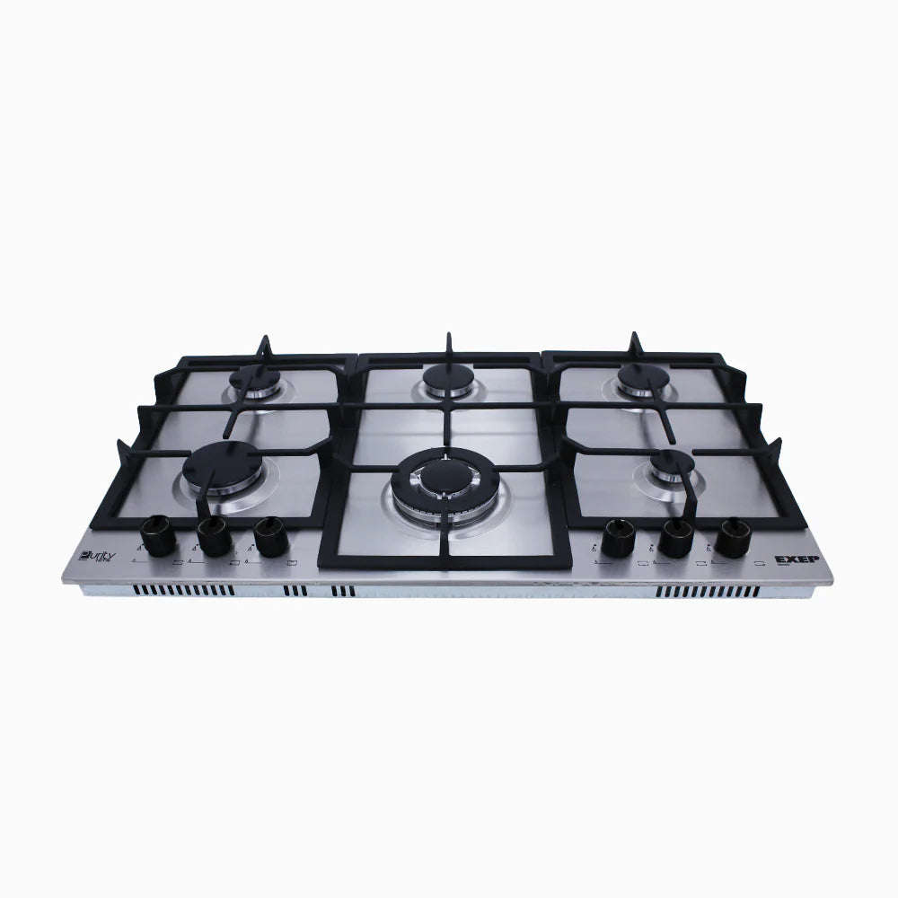 Purity Built In Heavy Duty Gas Hob, 90 cm, 6 Burners, Silver - HPT902S
