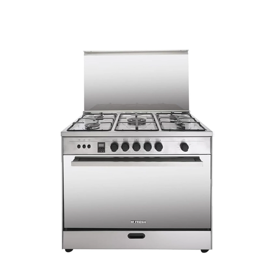 Fresh Gas Cooker Rock, 5 Burners, 90 x 60 CM, Silver - 500015560