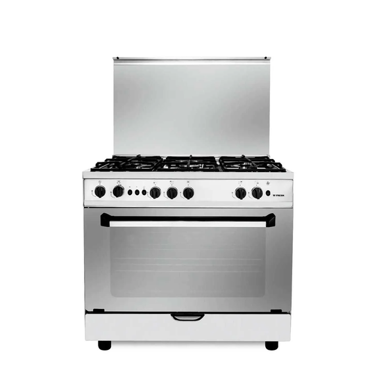 Fresh Plaza Gas Cooker, 5 Burners, 90 cm, Stainless Steel - 500017301