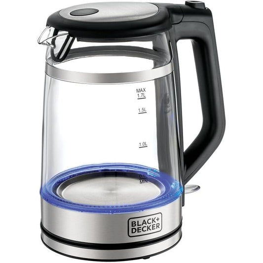 Black + Decker Electric Kettle, 1.7 Liters, 2200W, Silver And Black - GK220
