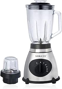 Sokany Countertop Blender, 1.5 Liter, 400 Watt, Silver - SK-148S