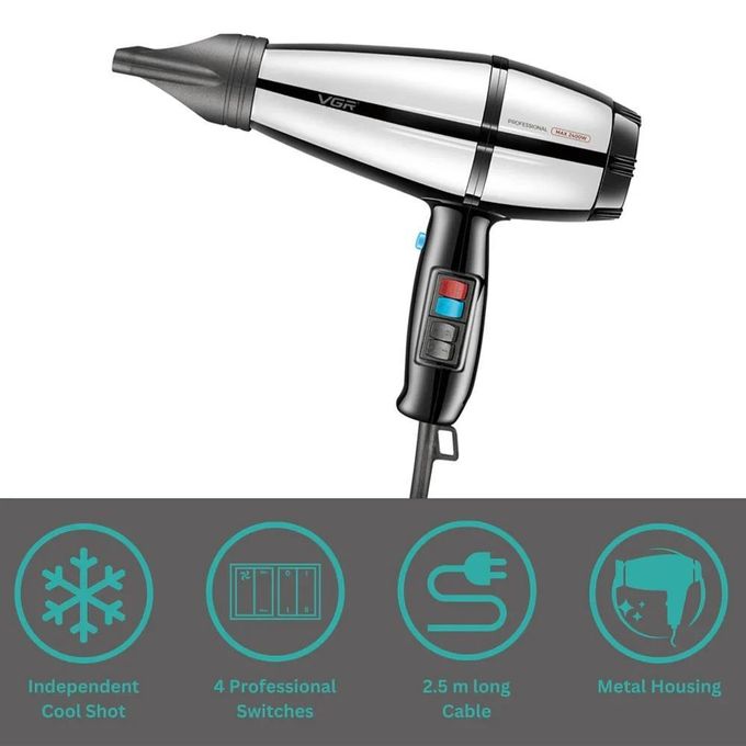 VGR Professional Hair Dryer, 2400 Watt, Multicolor - VGR-466