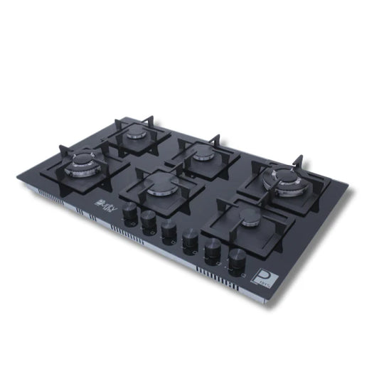 Purity Built In Heavy Duty Gas Hob, 90 cm, 6 Burners, Black - HPT916G
