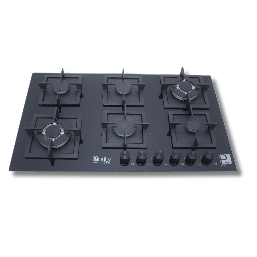 Purity Built In Heavy Duty Gas Hob, 90 cm, 6 Burners, Black - HPT916G