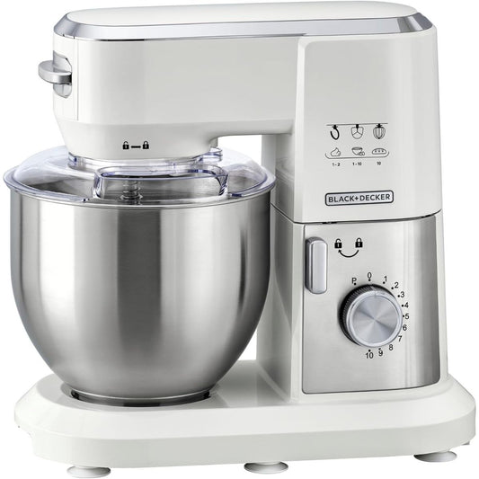 Black+Decker Multifunction Stand Mixer, 6 Liters, 1000 Watt, White - MKM100