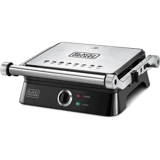 Black+Decker Electric Contact Grill, 1400 Watt, Black and Silver - CG1400