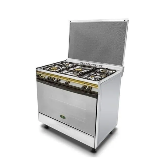 Kiriazi Super Gas Cooker, 5 Burners, Stainless Steel, 90 cm - 8900S