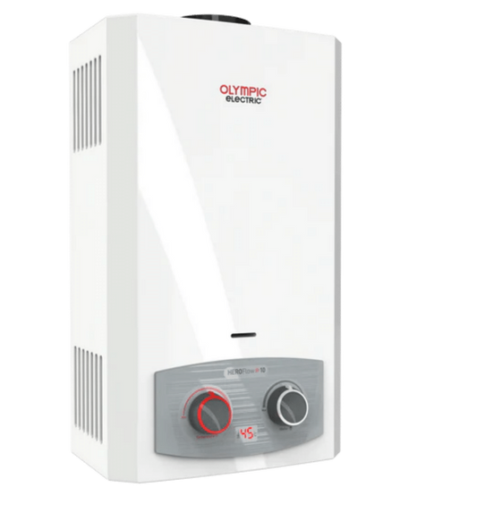Olympic Electric Hero Flow Gas Water Heater, 10 Liters, White - 945105584