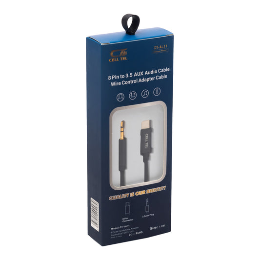 Cell Tel 8 Pin To 3.5 AUX Audio Cable, Black - CT-AL11