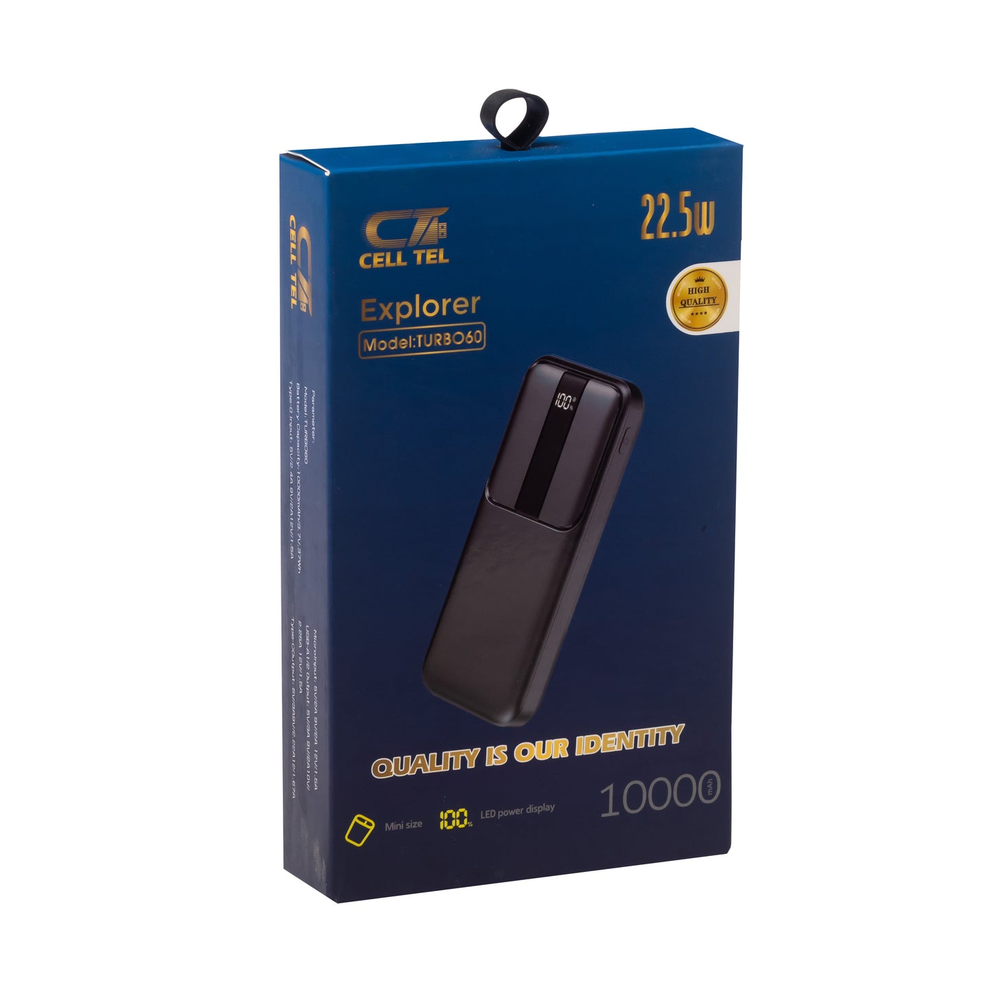 Cell Tel Turbo 60 Fast Power Bank Slim With Screen QC3.0, 10000mAh, Full Compatible + Type C Input