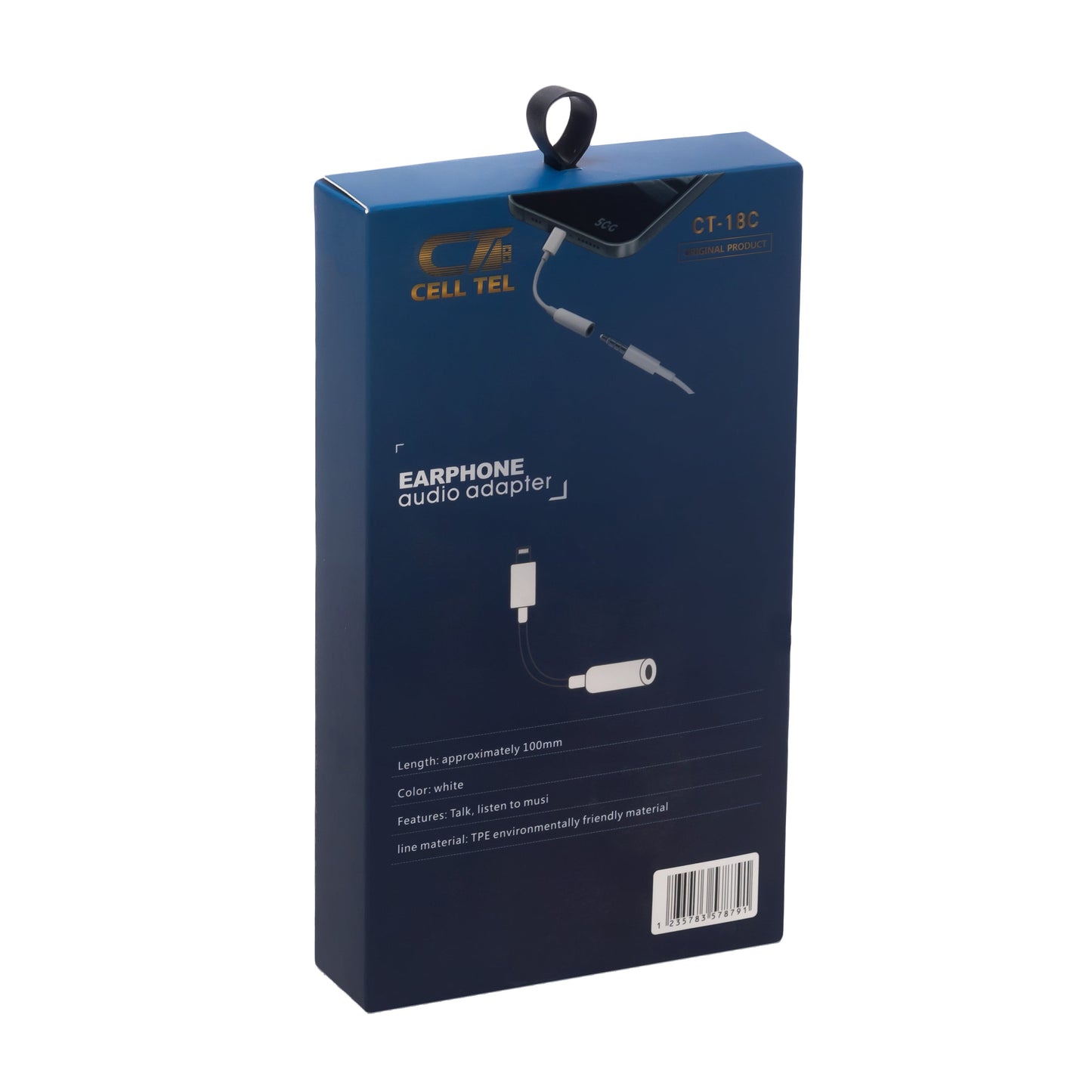 Cell Tel Earphone Audio Adaptor Lightning, White - CT-18C
