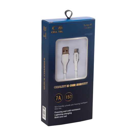 Cell Tel Ultra Super Fast USB - Type C Cable, 150 Watt, White - Turbo 47