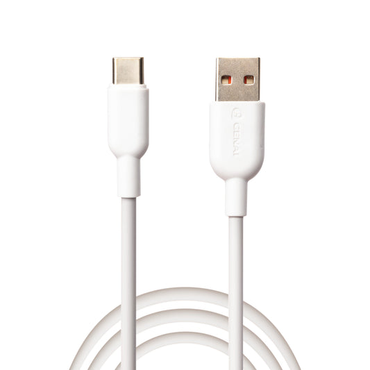 Genai Braided Fast Charging Cable, USB - Type C, 200 Watt, White - GN-Q42
