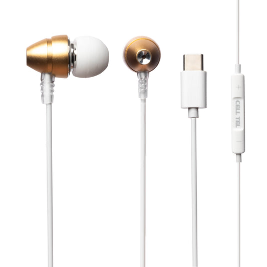 Cell Tel Type-C Stereo Earphone, White - CT-10H