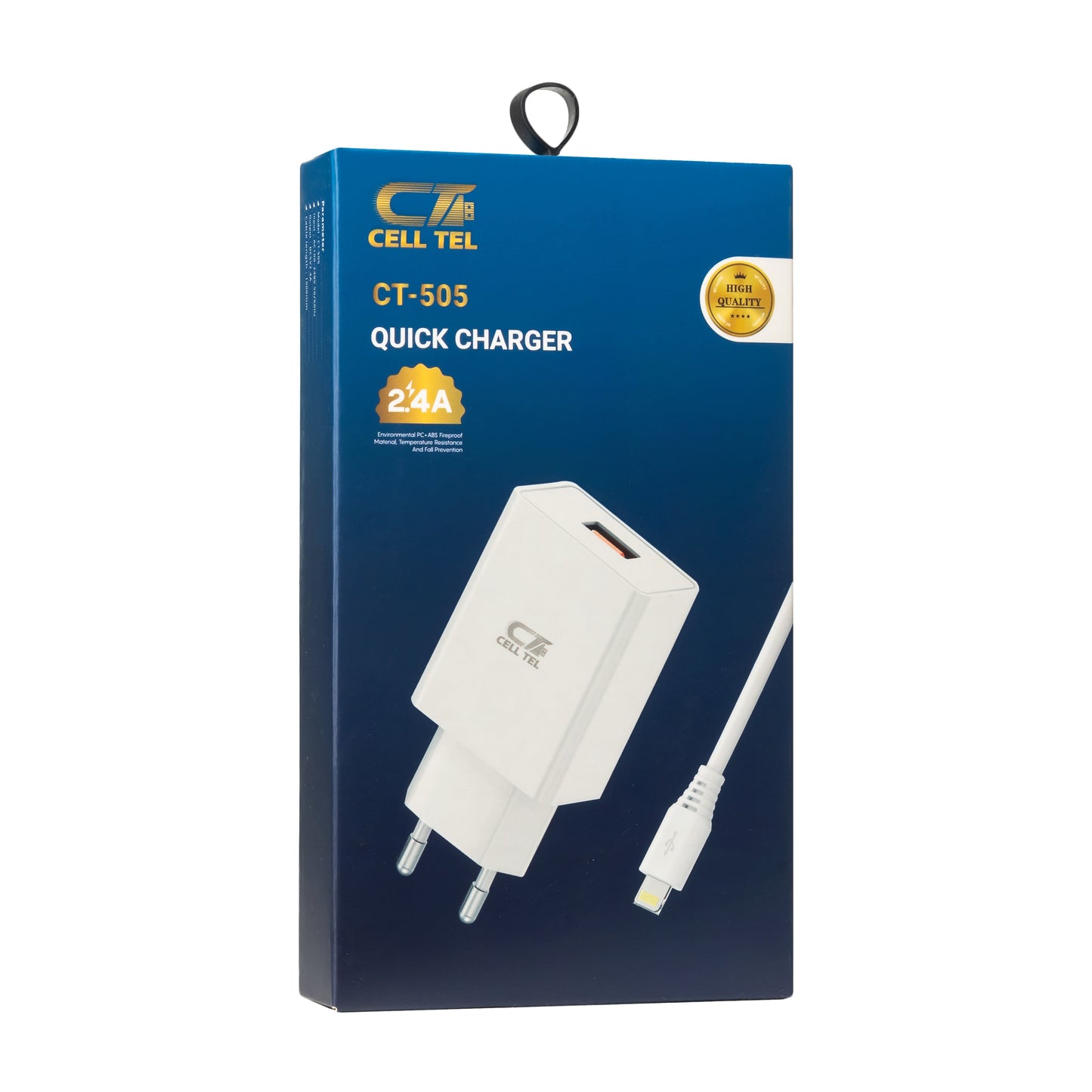 Cell Tel CT-505 Charger Lightning Cable 2.4A Fast Charging