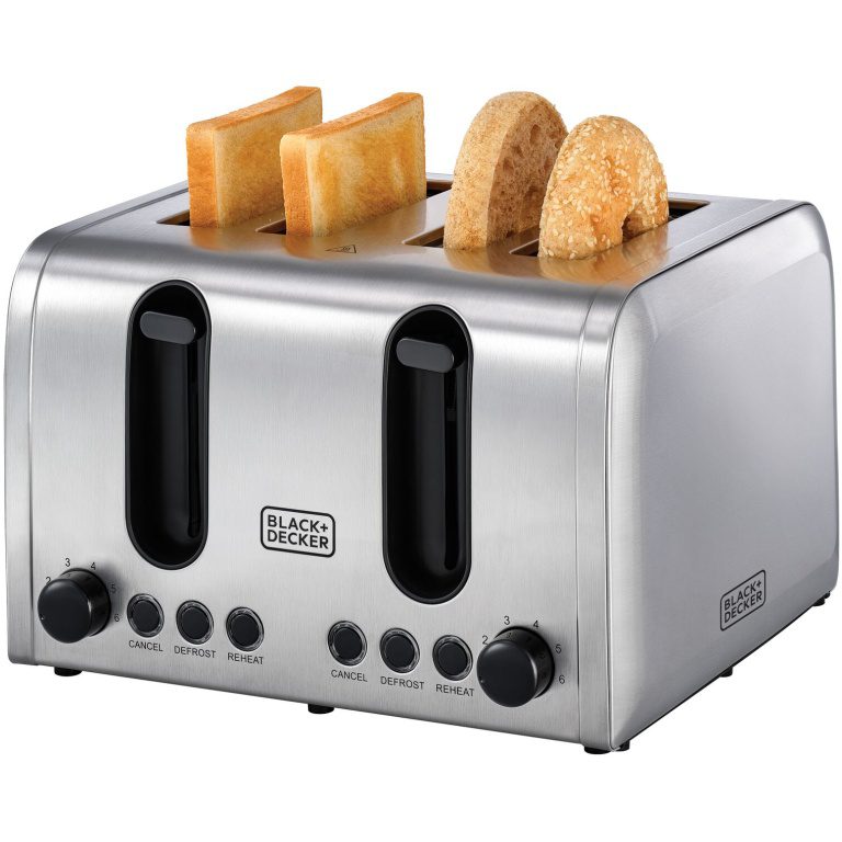 Black+Decker Stainless Steel 4-Slice Toaster, 2100 Watt - ET444