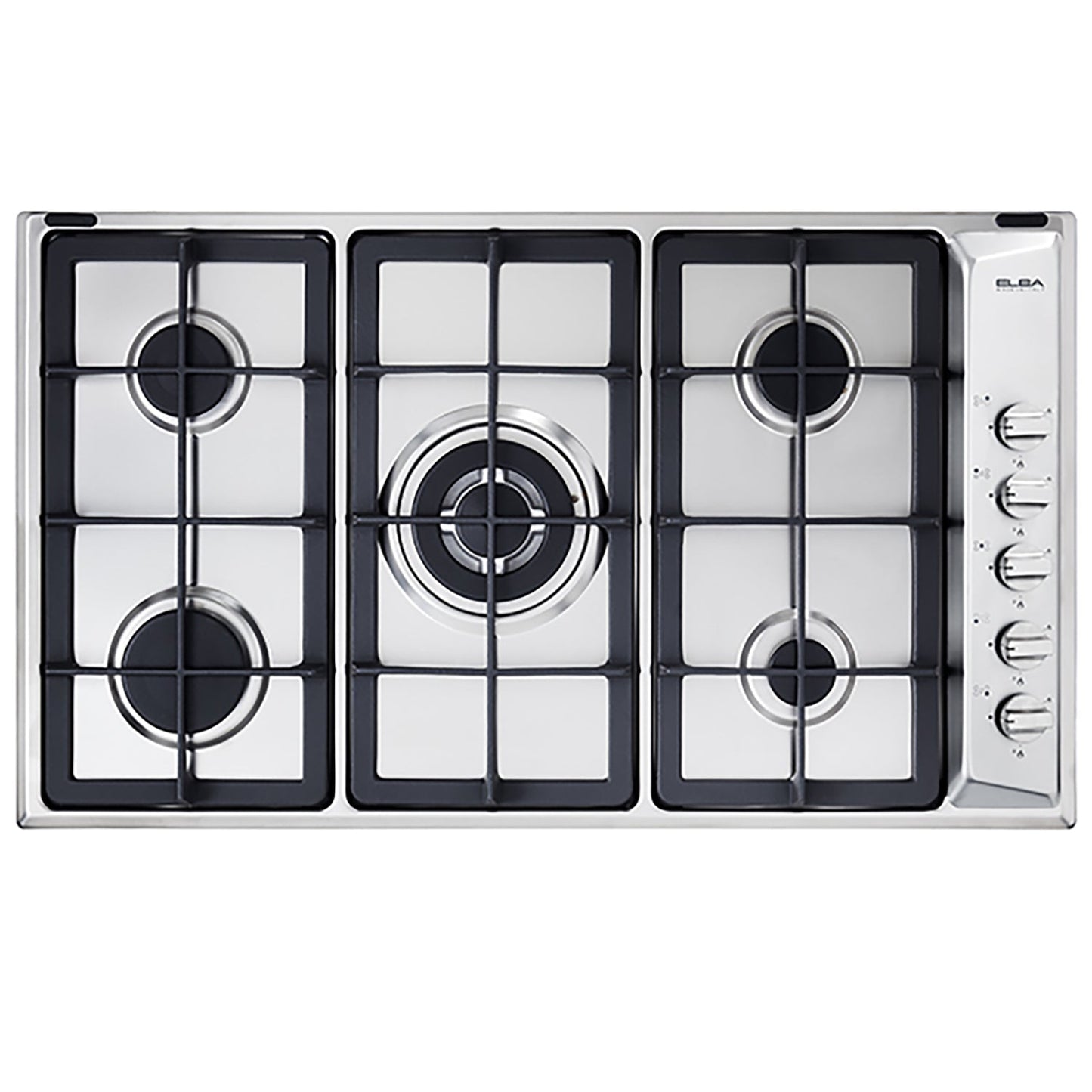 ELBA Built-In Gas Hob, 90 cm, 5 Burners, Silver - EN95-545XD