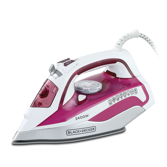 Black+Decker Ceramic Steam Iron, 2400 Watt, Pink – X2400