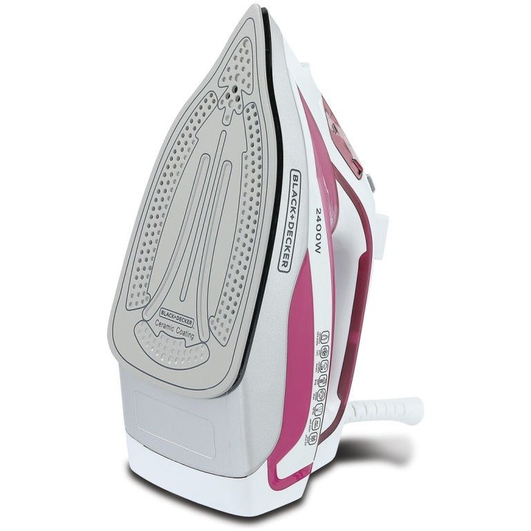 Black+Decker Ceramic Steam Iron, 2400 Watt, Pink – X2400