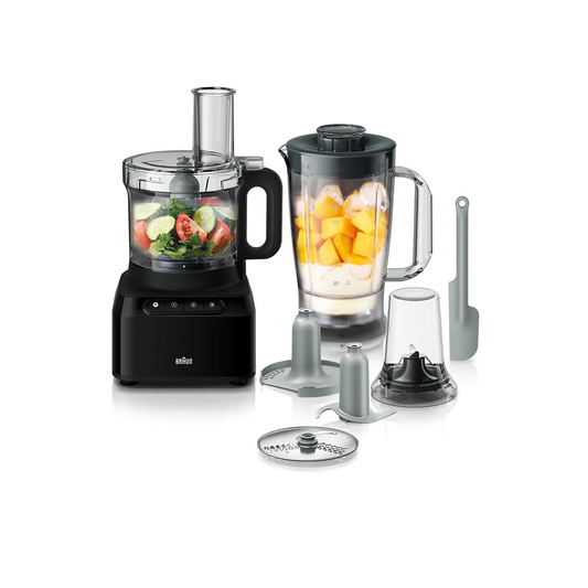 Braun PureEase Kitchen Machine, 800 Watts, Black - FP3132BK