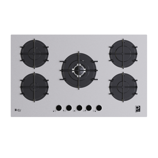 Purity Built In Heavy Duty Gas Hob, 90 cm, 5 Burners, Silver - HPT911S