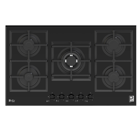 Purity Built In Heavy Duty Gas Hob, 90 cm, 5 Burners, Black - HPT913G