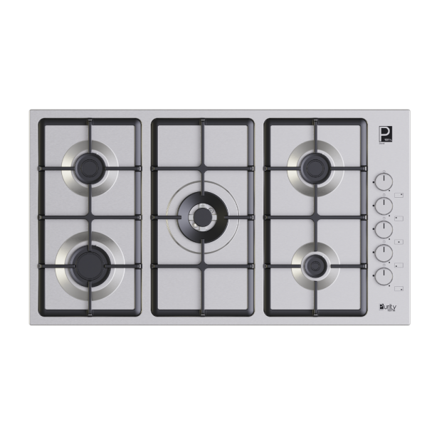 Purity Built In Heavy Duty Gas Hob, 90 cm, 5 Burners, Silver - HPT975S