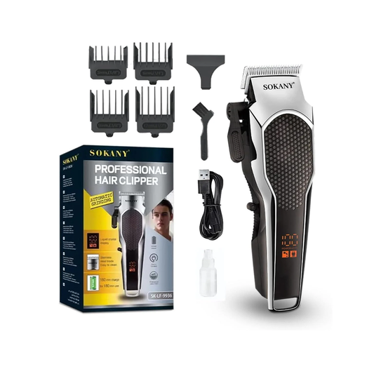 Sokany Rechargeable Hair Clipper, Dry, Silver - SK-9936