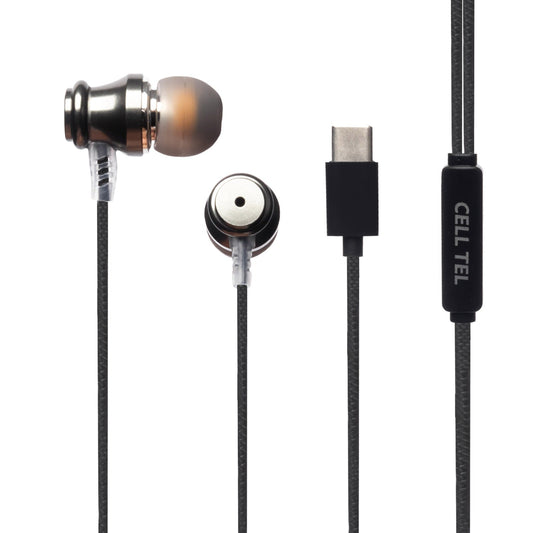 Cell Tel Type-C Stereo Earphone, Black - CT-20H