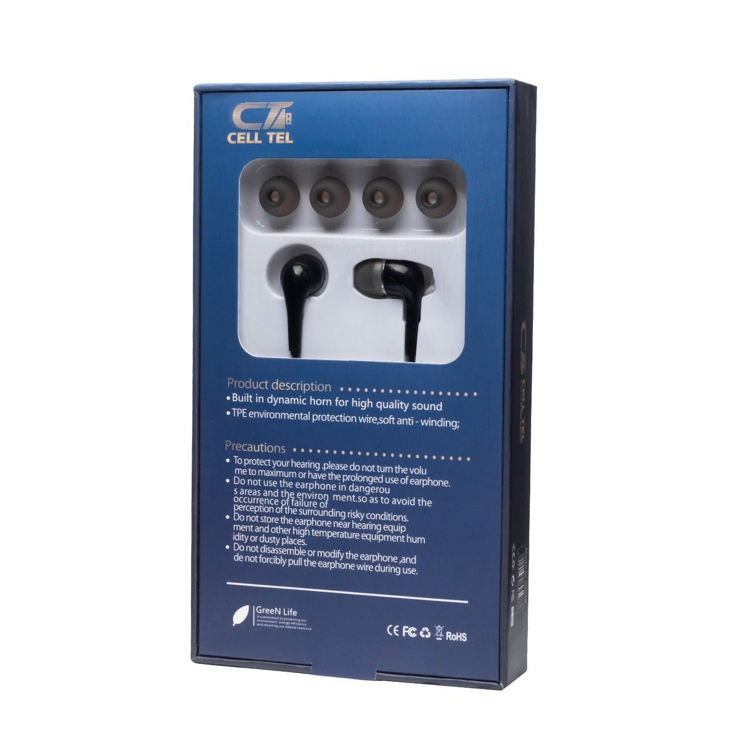 Cell Tel Stereo Earphone, Black - CT-04