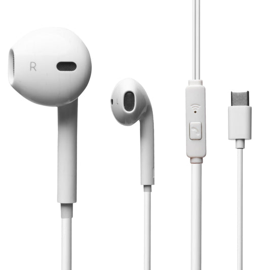 Cell Tel Type-C Stereo Earphone, White - CT-30H