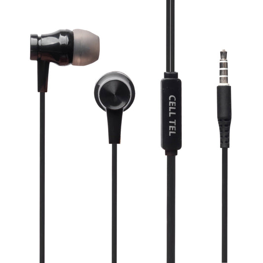 Cell Tel Stereo Earphone, Black - CT-06