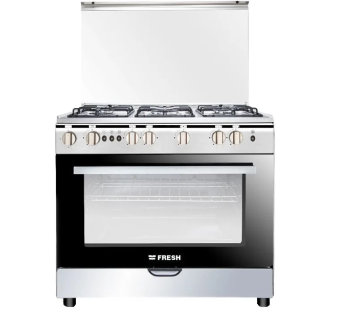 Fresh Gas Cooker, 5 Burners, Black and Silver - 500013914