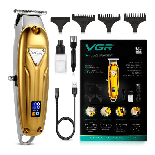 VGR Professional Electric Rechargeable Hair Trimmer, LED Display - VGR-062