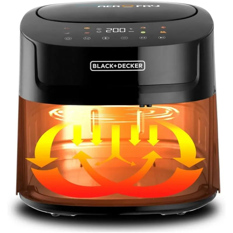 Black+Decker 8-in-1 Aerofry Digital Air Fryer, 7.2 Liter, 1800 Watt, Black - AF7210