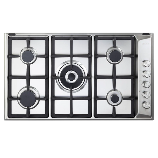 Elba Gas Hob, 90 Cm, 5 Burners, Silver - E95-545XND