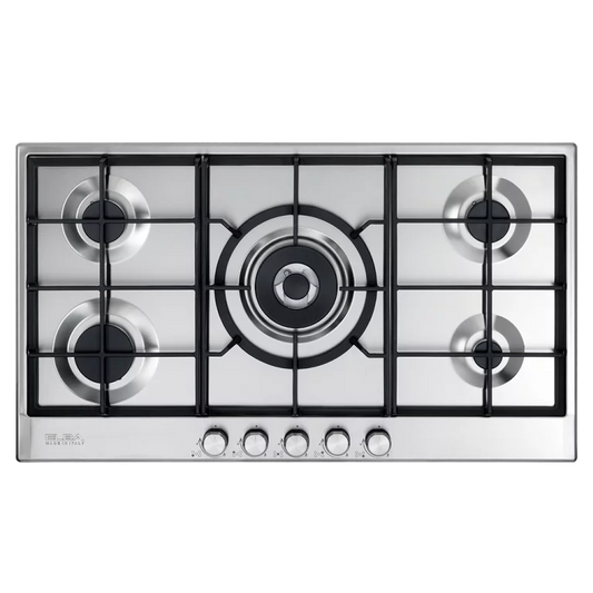 Elba Gas Hob, 90 Cm, 5 Burners, Silver- ELIO95-545